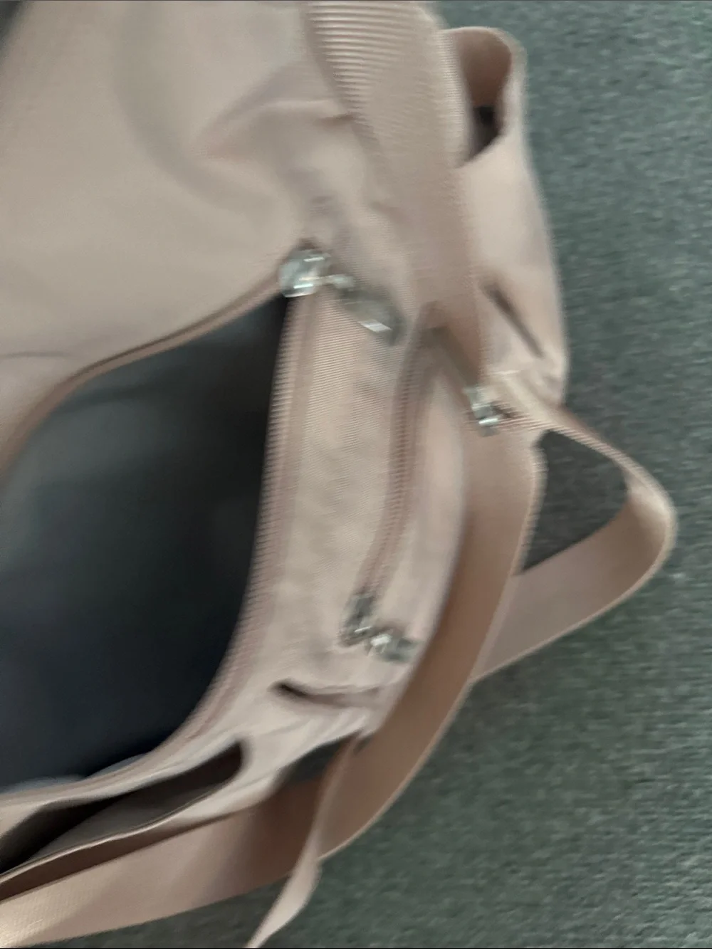 Soft Blush Hobo Bag with Front Zip Pockets
